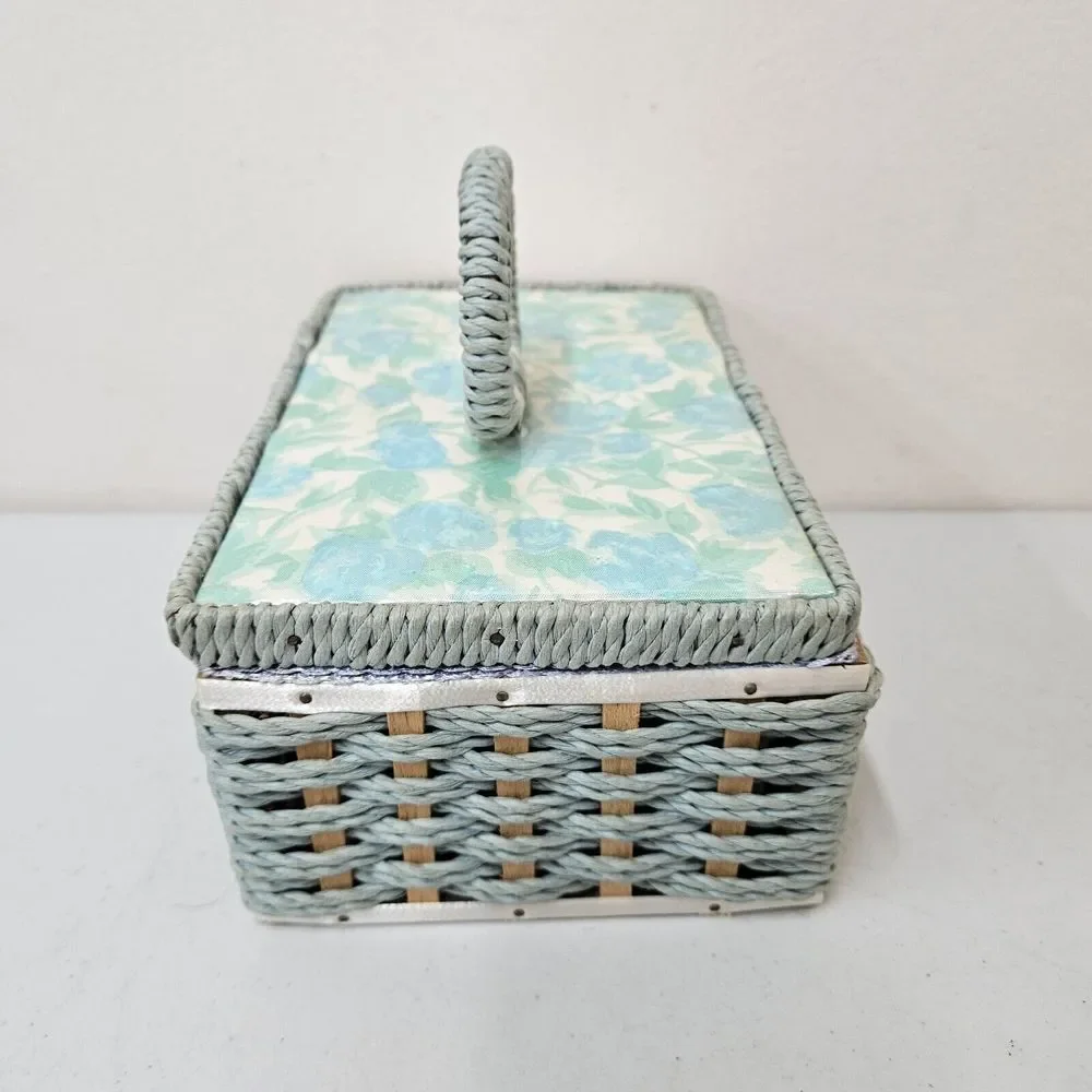Vintage DRITZ Woven Wicker Sewing Basket - Made In Japan